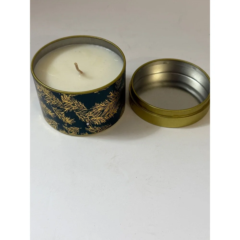 Forest Fir‎ Soy Blend Scented Candle 6 oz Gold and Black Decorative Tin 0186